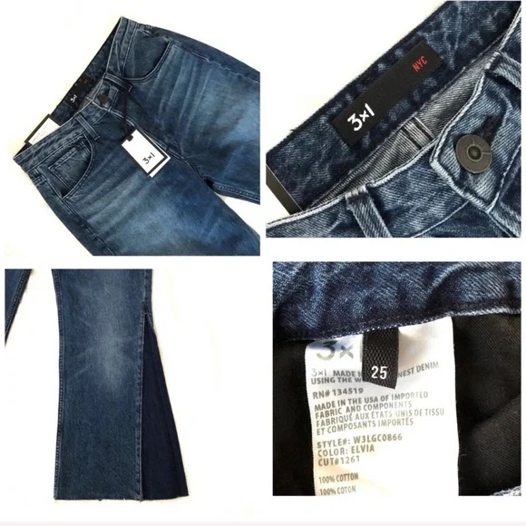 NWT 3x1 Higher Ground Gusset Flared Cropped Jeans - Picture 9 of 10